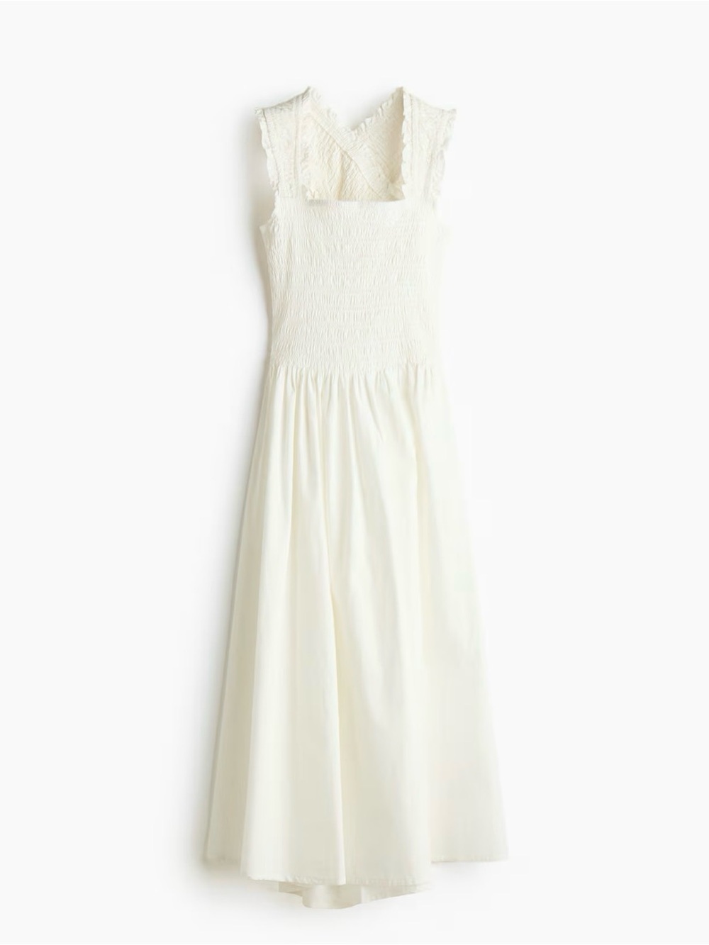 H&M Cream Smocked Maxi Dress with  Straps
